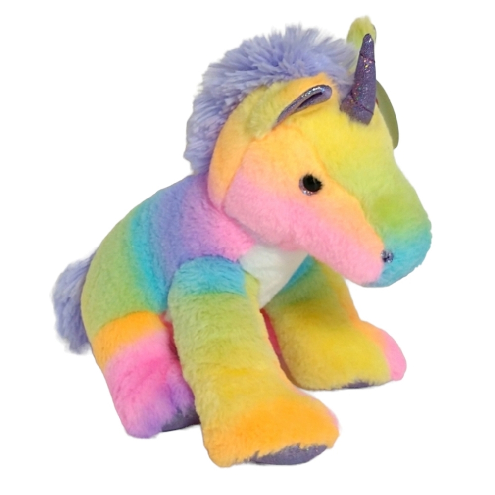 Fiesta Rainbow Sherbert  Sitting Unicorn plush 10.5 inc